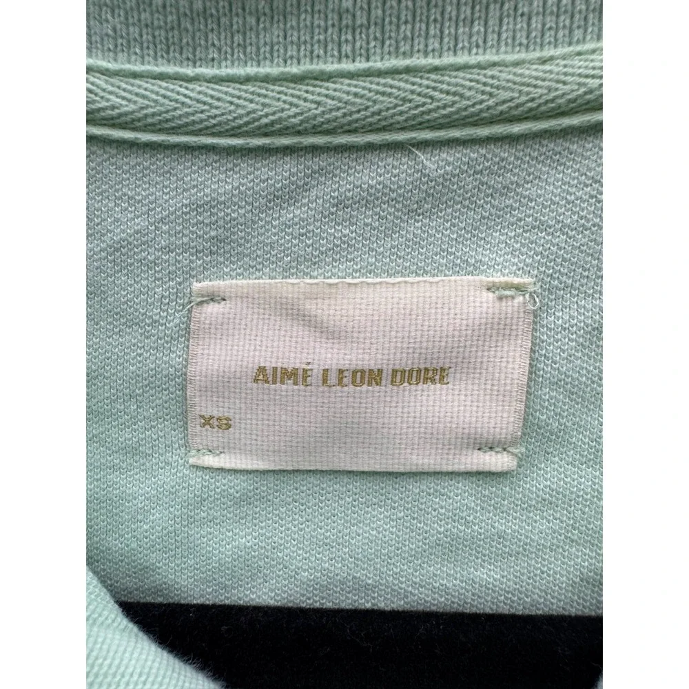 Aime Leon Dore Crest Embroidered Pique Short Sleeve Polo Shirt Green Men Size XS